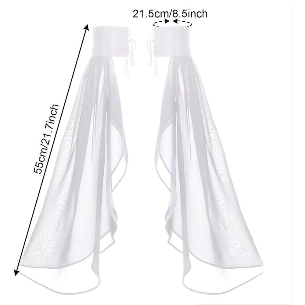 Women's Long Bell Chiffon White Sleeves Gloves Halloween Accessories Costume